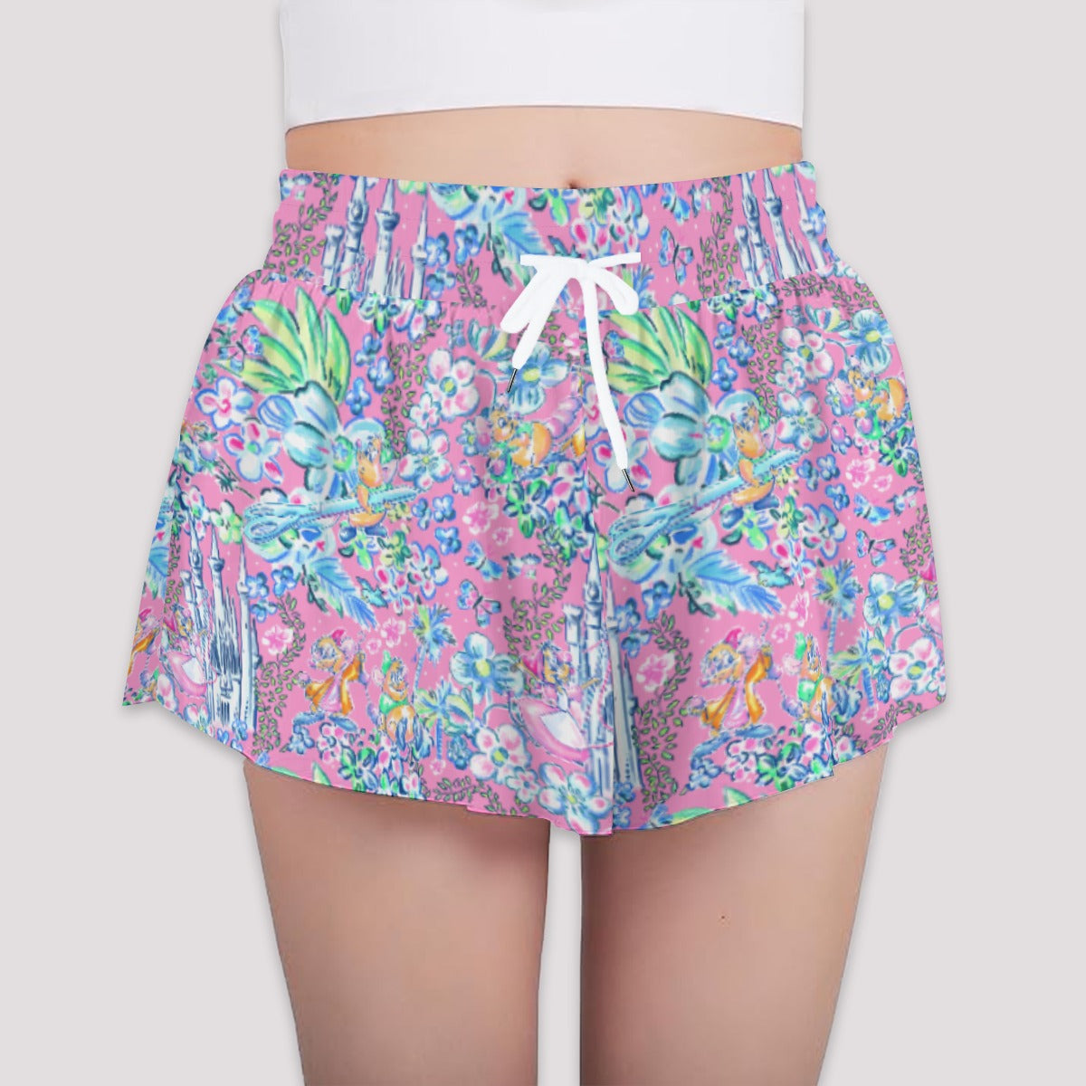 Bright Tropical Dreams - Enchanted Squeaky Helpers - Girls’ Flowy Pocket Shorts