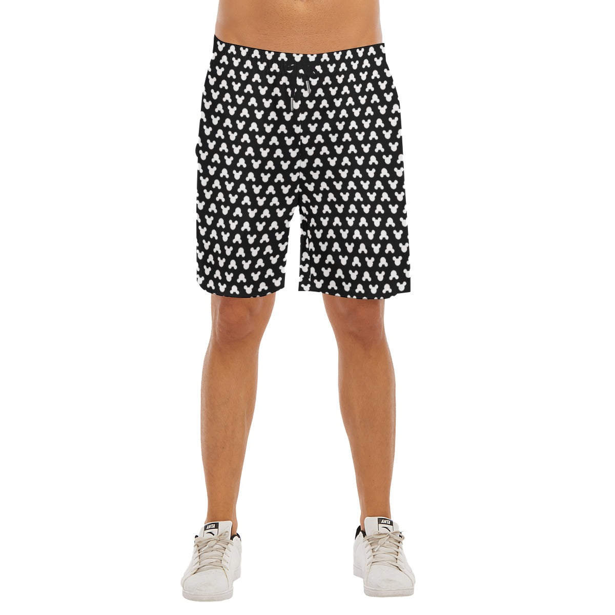 Playful Polka Dot Ears Black - Men’s Pocket Beach Shorts