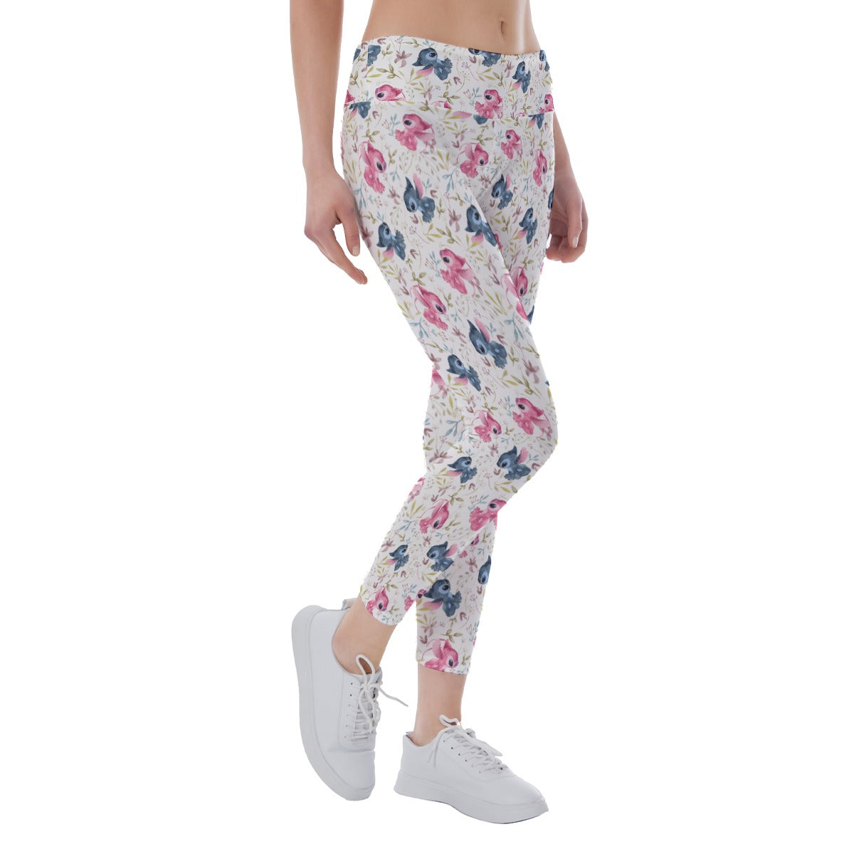 Blue Alien & Pink Friend Love - Women's Yoga Leggings