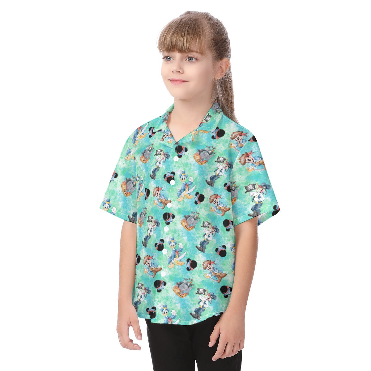 Pirate Crew Watercolor Adventure - Kid's Hawaiian Button Up Shirt