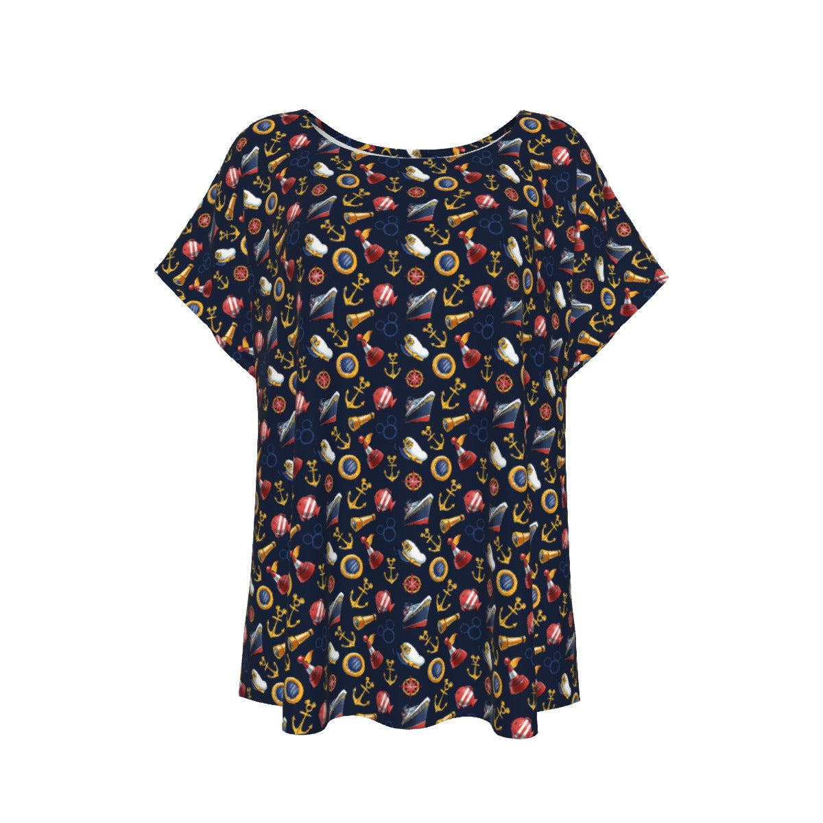 Mouse Ear Nautical Icons - Women’s Relaxed Fit Scoop Tee