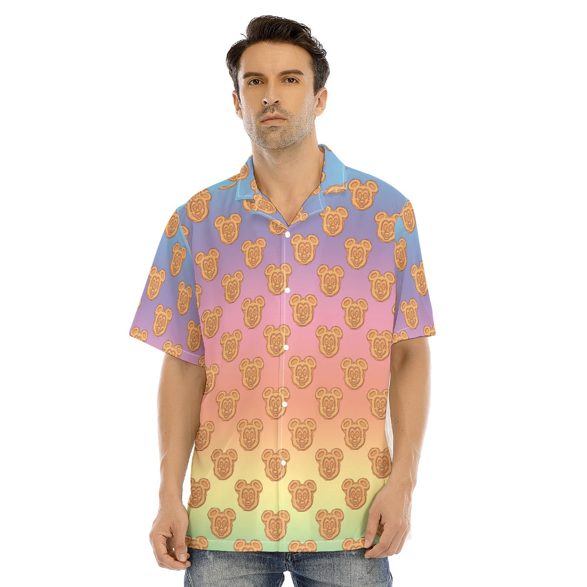 Rainbow Mouse Waffles - Men's Hawaiian Button Up Shirt