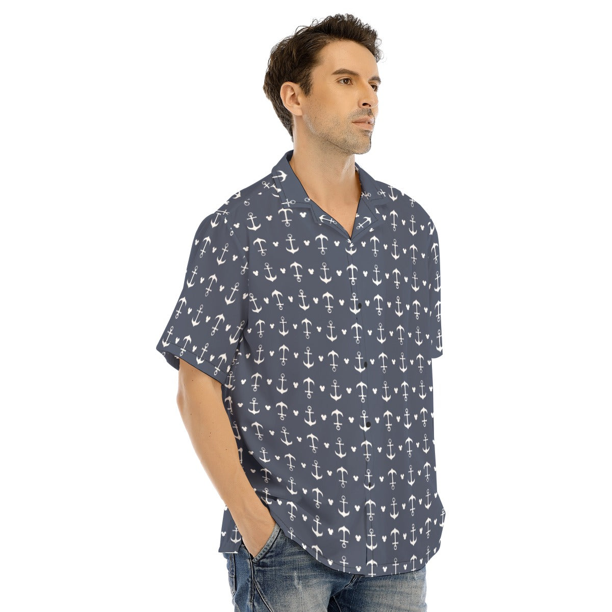 Anchors & Mouse Ears - Men's Hawaiian Button Up Shirt