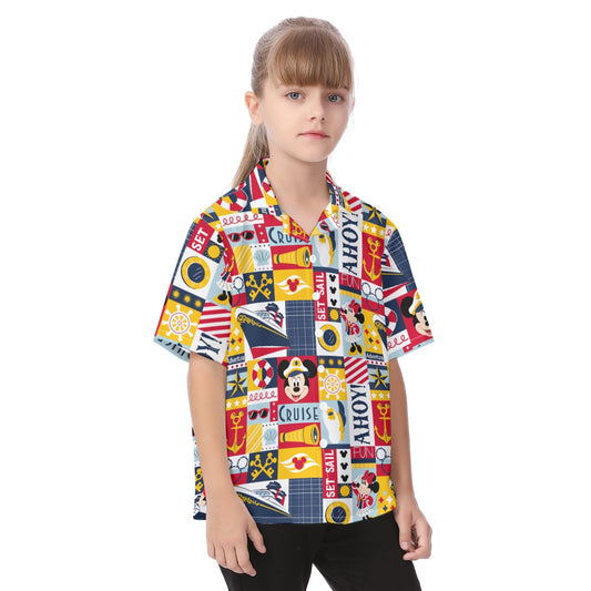 Nautical Cruise Patchwork - Kid's Hawaiian Button Up Shirt