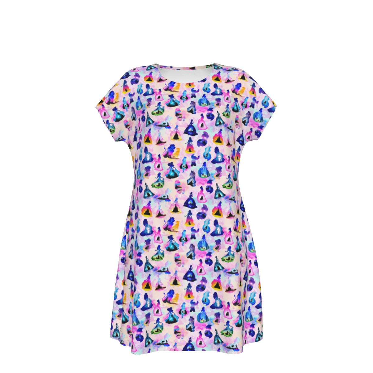 Princess And Classic Animation Silhouettes - Women's T-Shirt Dress