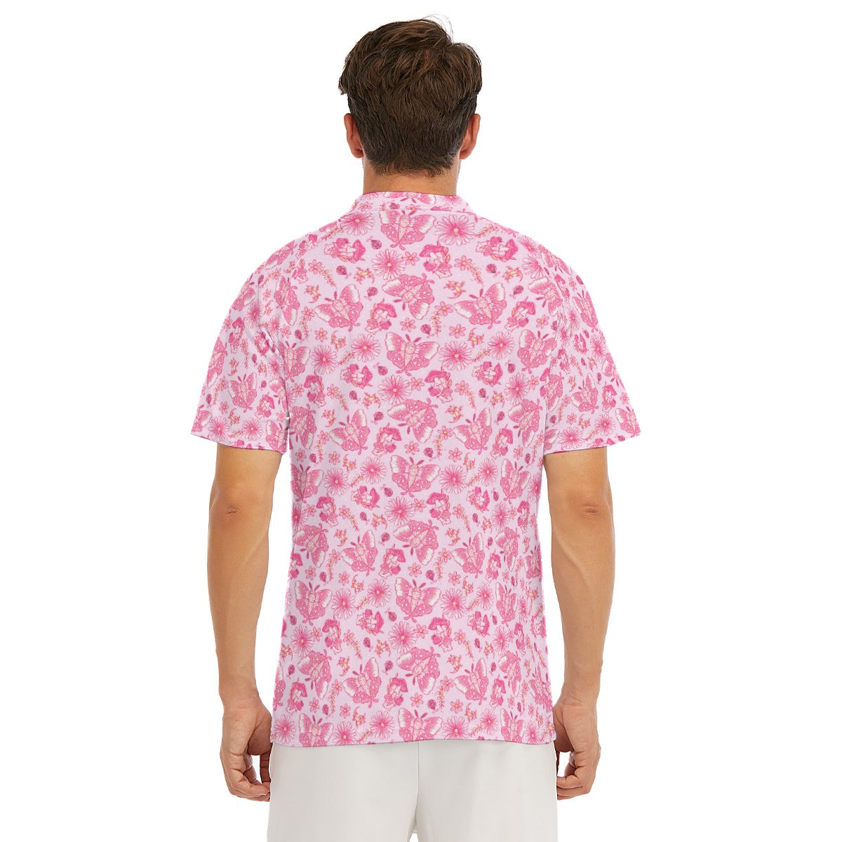 Pink Mushroom Moths - Men's Polo Shirt