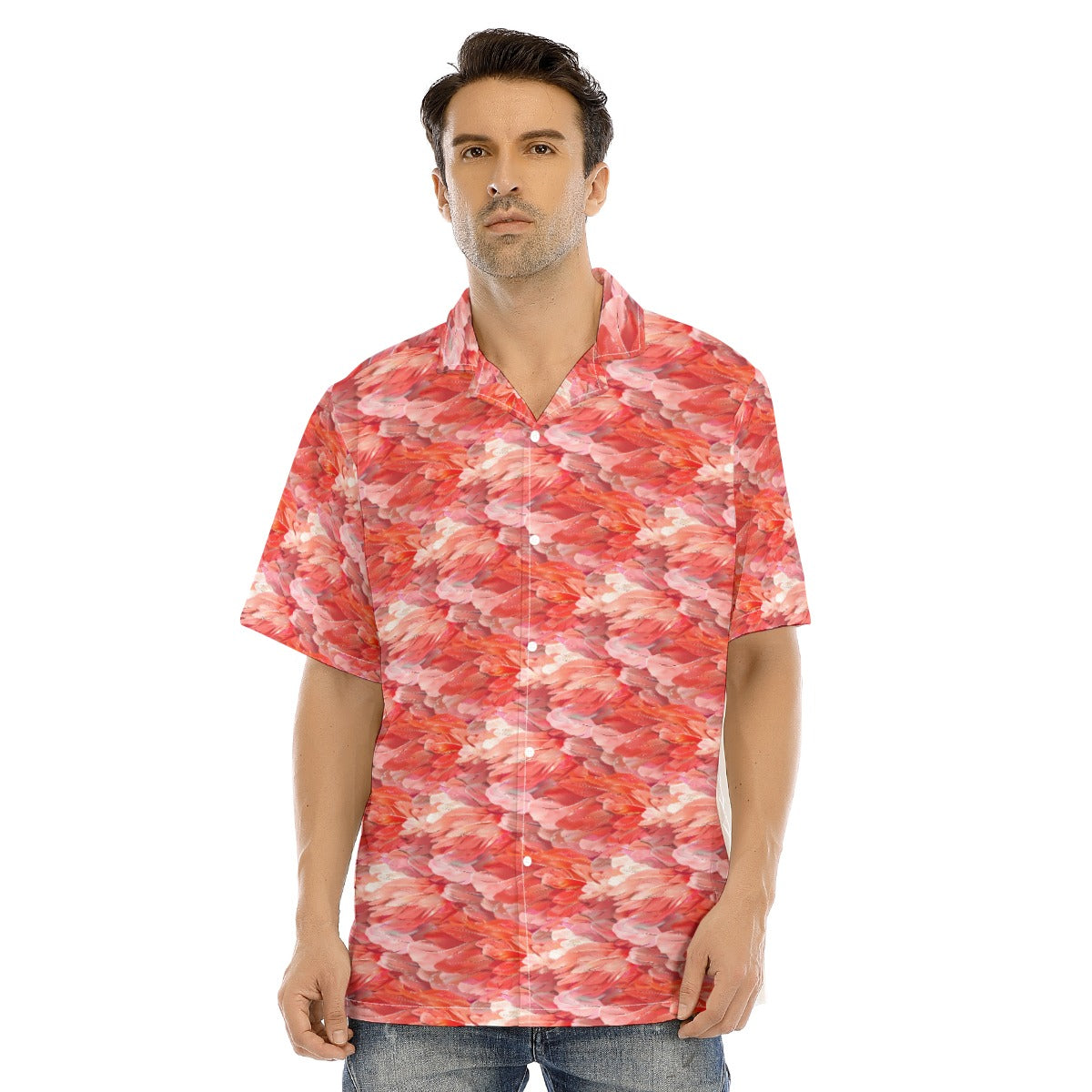 Animal Print - Flamingo - Men's Hawaiian Button Up Shirt