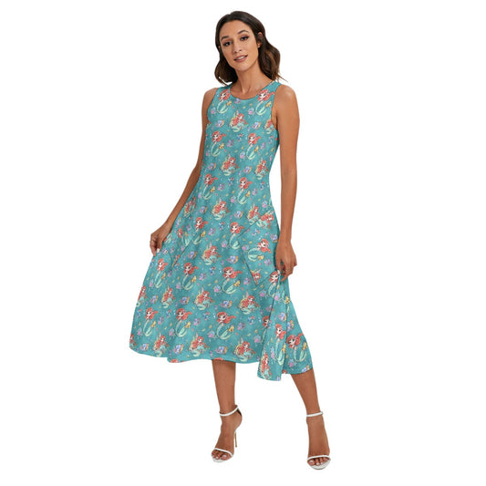 Whimsical Ocean Princess - Women’s Diagonal Pocket Midi Dress