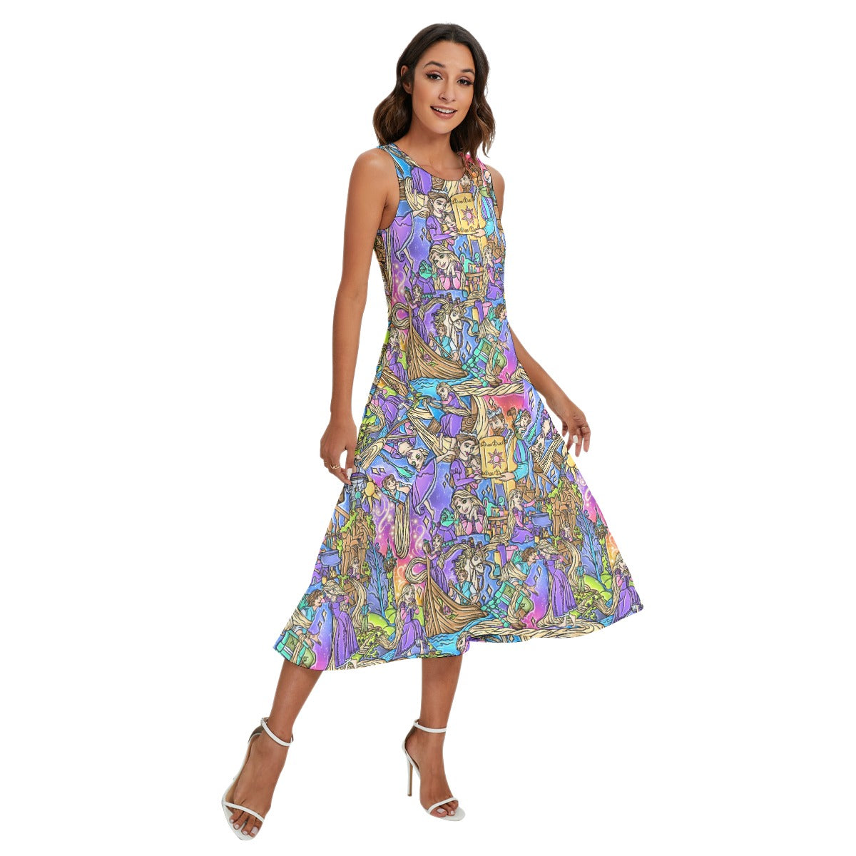 Golden Hair Storybook Scenes - Women’s Diagonal Pocket Midi Dress