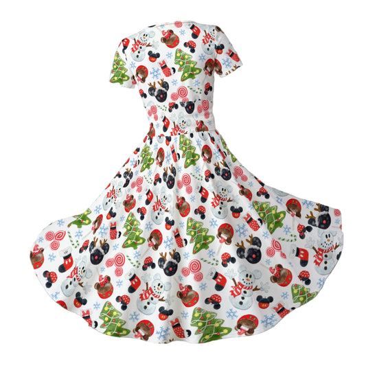 Mouse Magic Christmas - Women's V-Neck Ruched Midi Dress