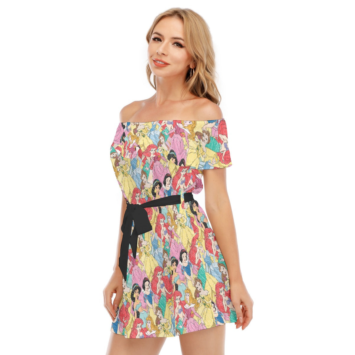 Royal Princess Sketches - Women's Off-shoulder Ruffle Dress