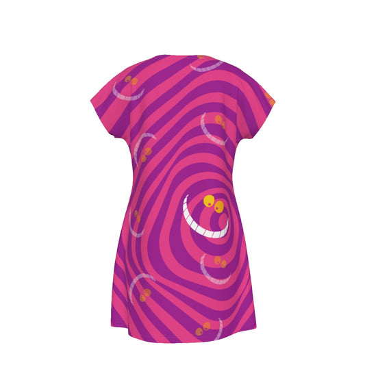 Whimsical Grinning Stripes - Women's T-Shirt Dress