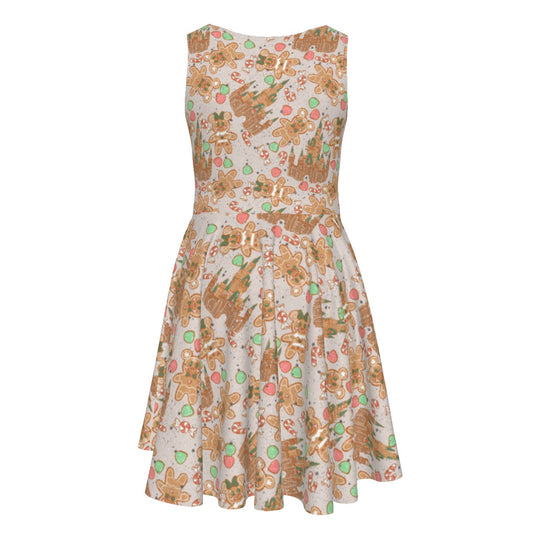 Festive Gingerbread Treats - Kid's Sleeveless Skater Dress