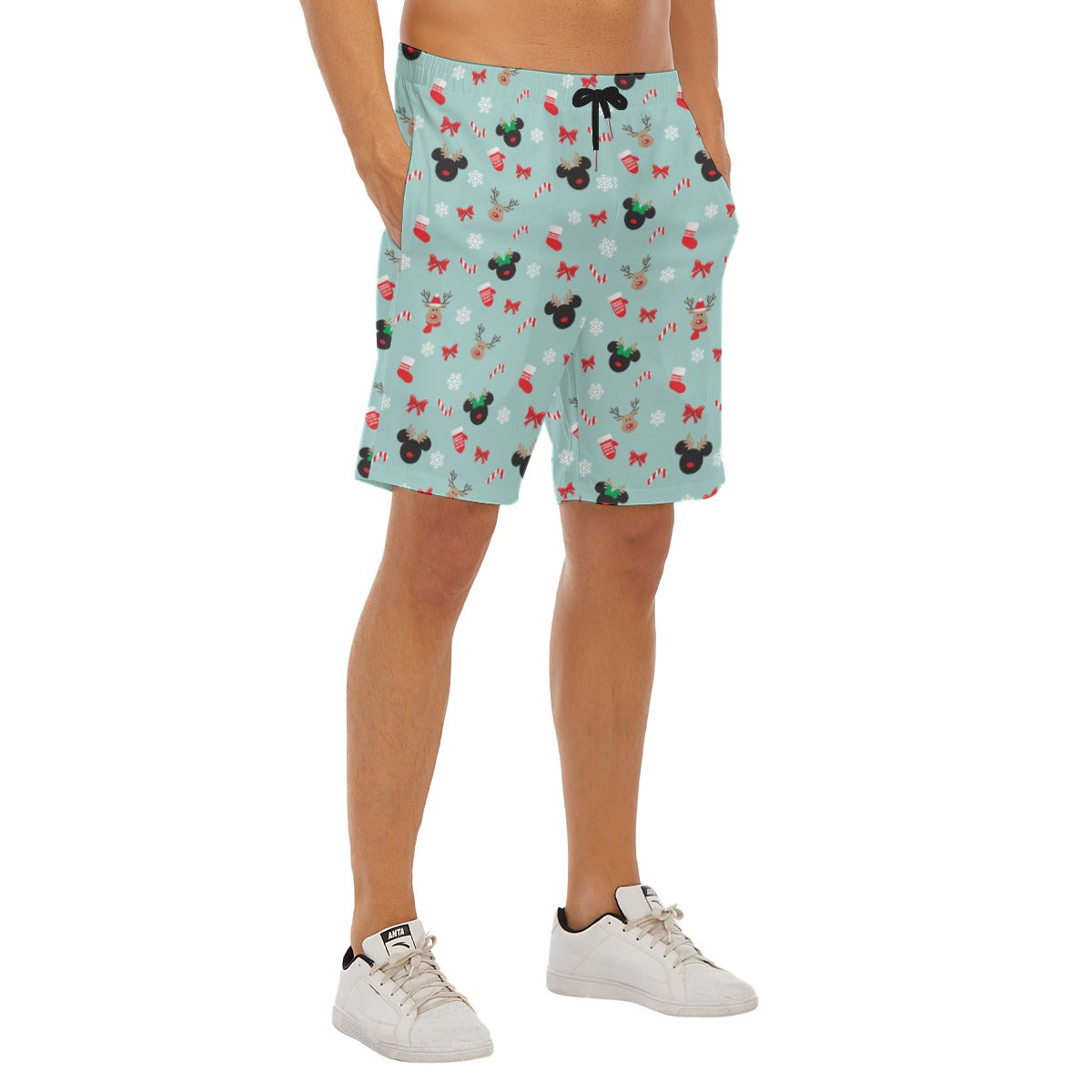 Festive Reindeer Mouse Holidayeers - Men’s Pocket Beach Shorts