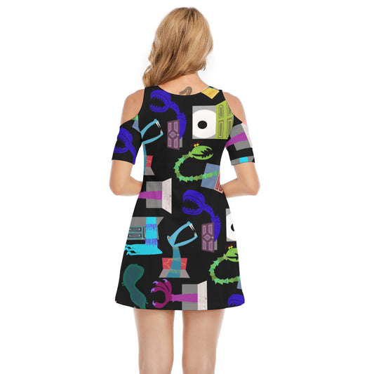 Monsters in Closets - Women's Cold Shoulder Cotton Dress