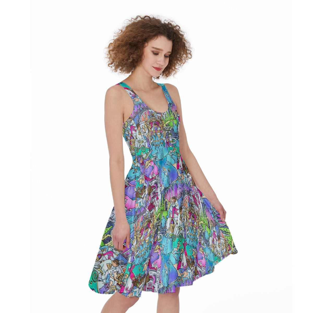 Glass Slipper Storybook Scenes - Pocket Midi Skater Dress