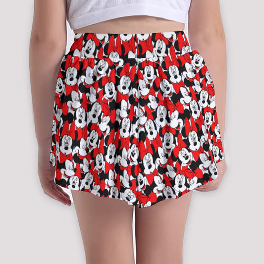 Many Faces of Polka Dot Mouse - Girls’ Flowy Pocket Shorts