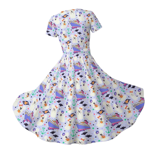 Spooky Sea Ghosts - Women's V-Neck Ruched Midi Dress