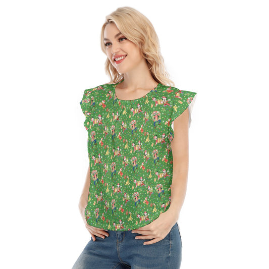 Mouse & Friends Christmas Cheertmas - Women’s Flutter Sleeve Top