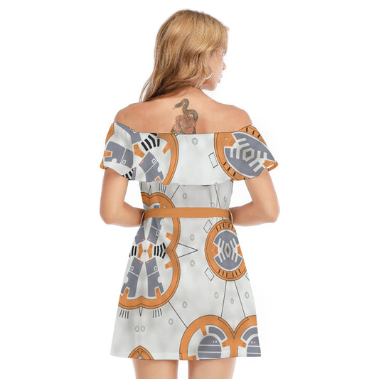 Little Round Droid - Women's Off-shoulder Ruffle Dress