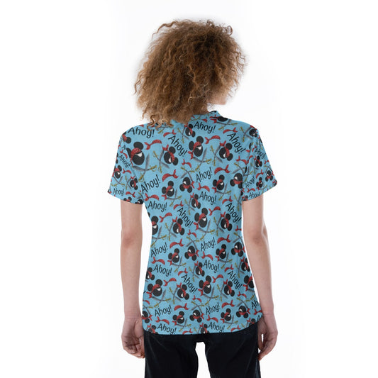 Pirate Mouse Ahoy! - Women's Short Sleeve V-Neck T-Shirt