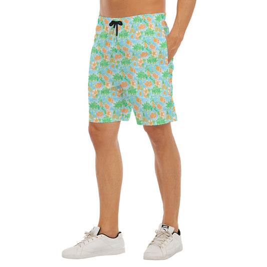 Neon Tangerine Island Pals - Men’s Pocket Beach Shorts