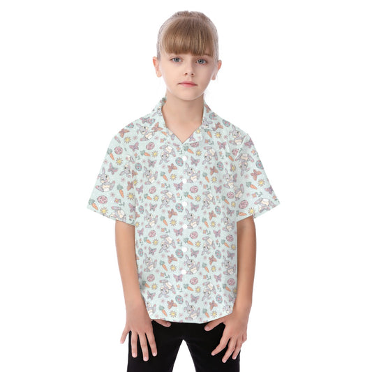 Springtime Bunny Cheer - Kid's Hawaiian Button Up Shirt
