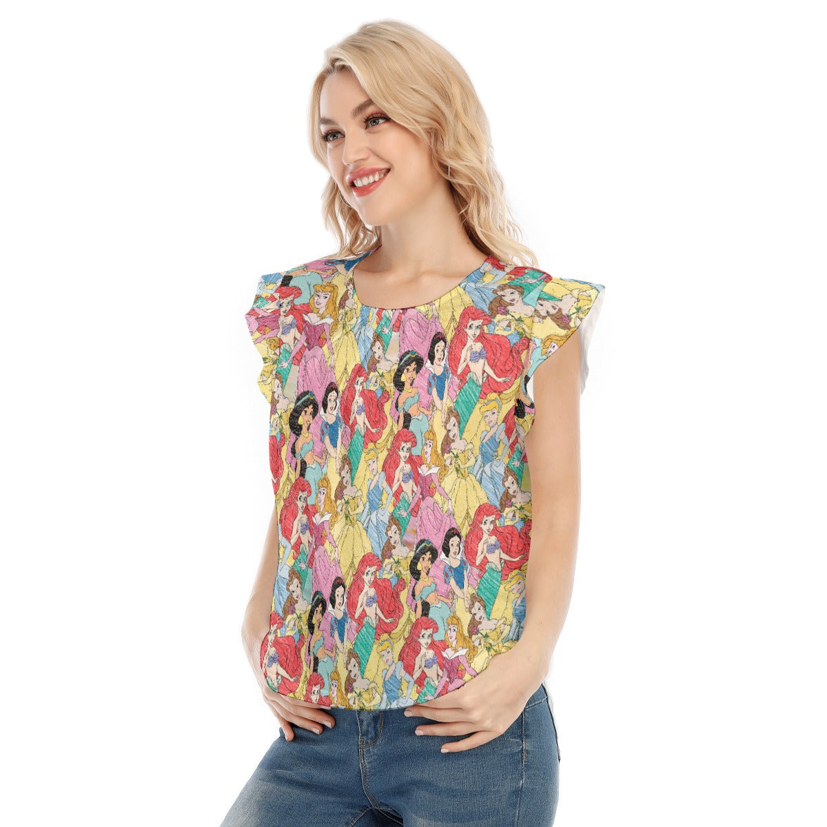 Royal Princess Sketches - Women’s Flutter Sleeve Top