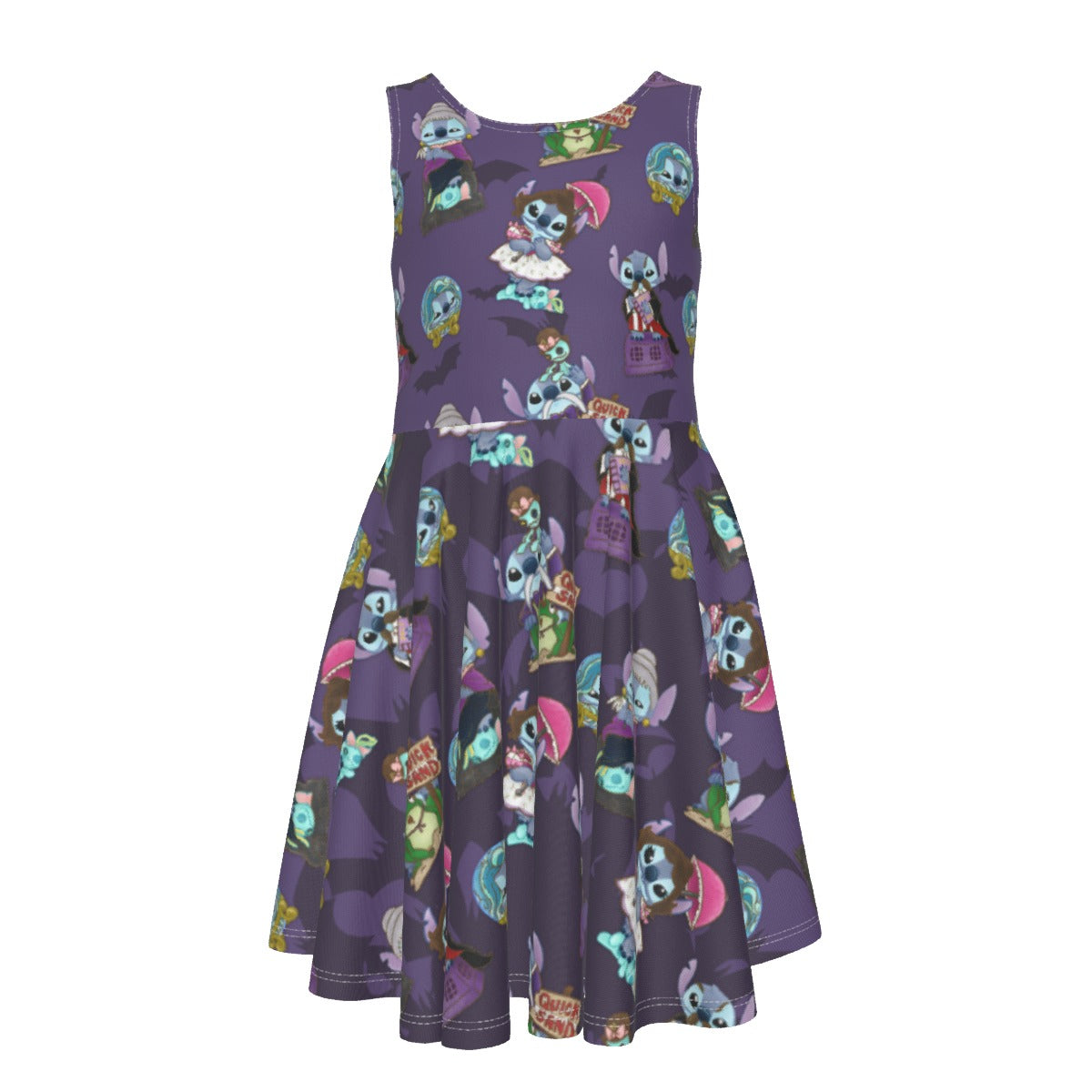 Haunted Alien Portraits- Kid's Sleeveless Skater Dress