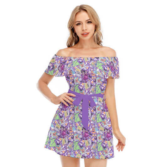 Not So Scary Halloween Party - Women's Off-shoulder Ruffle Dress