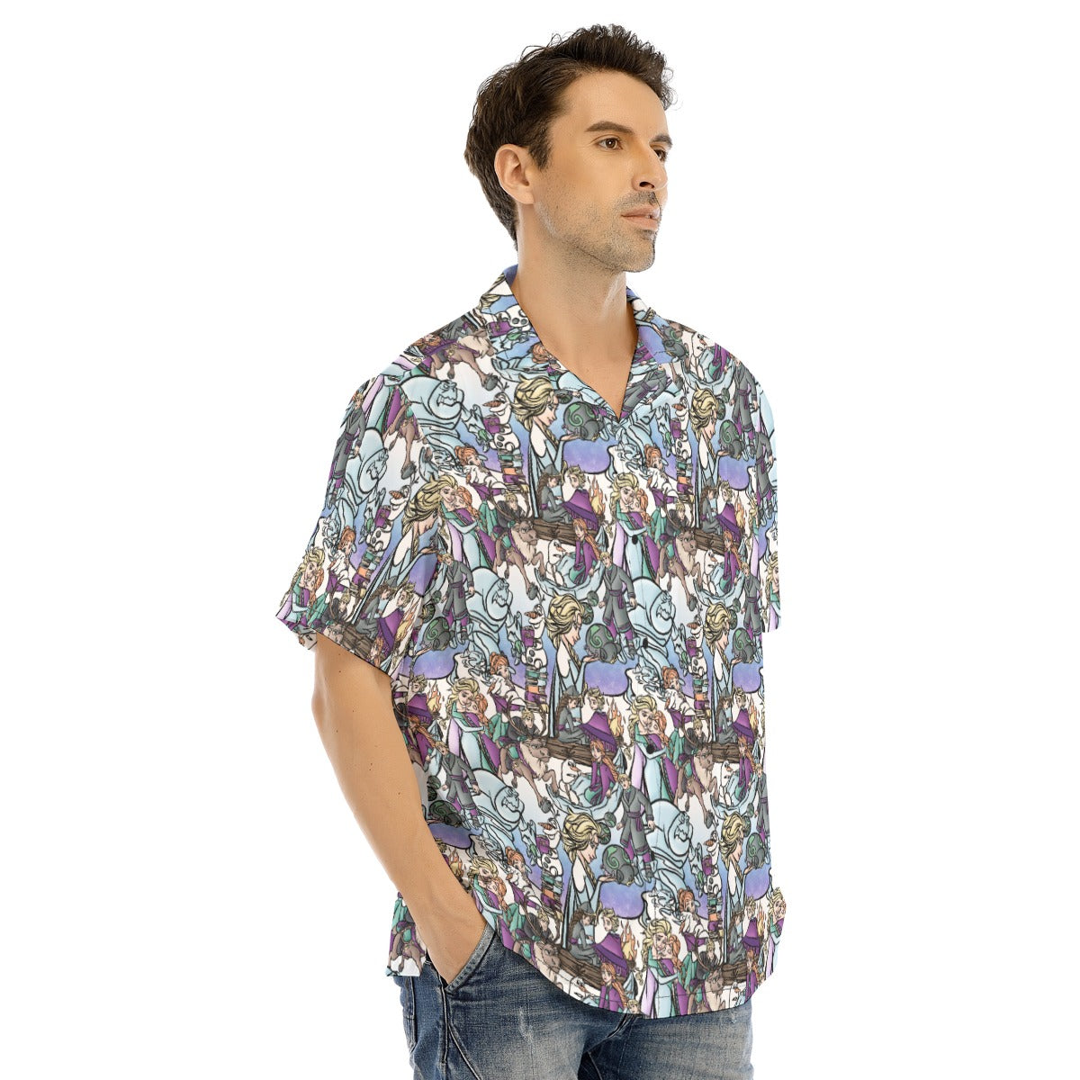 Enchanted Winter Journey - Men's Hawaiian Button Up Shirt