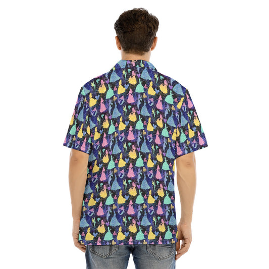 Princess Glitter Silhouettes - Men's Hawaiian Button Up Shirt