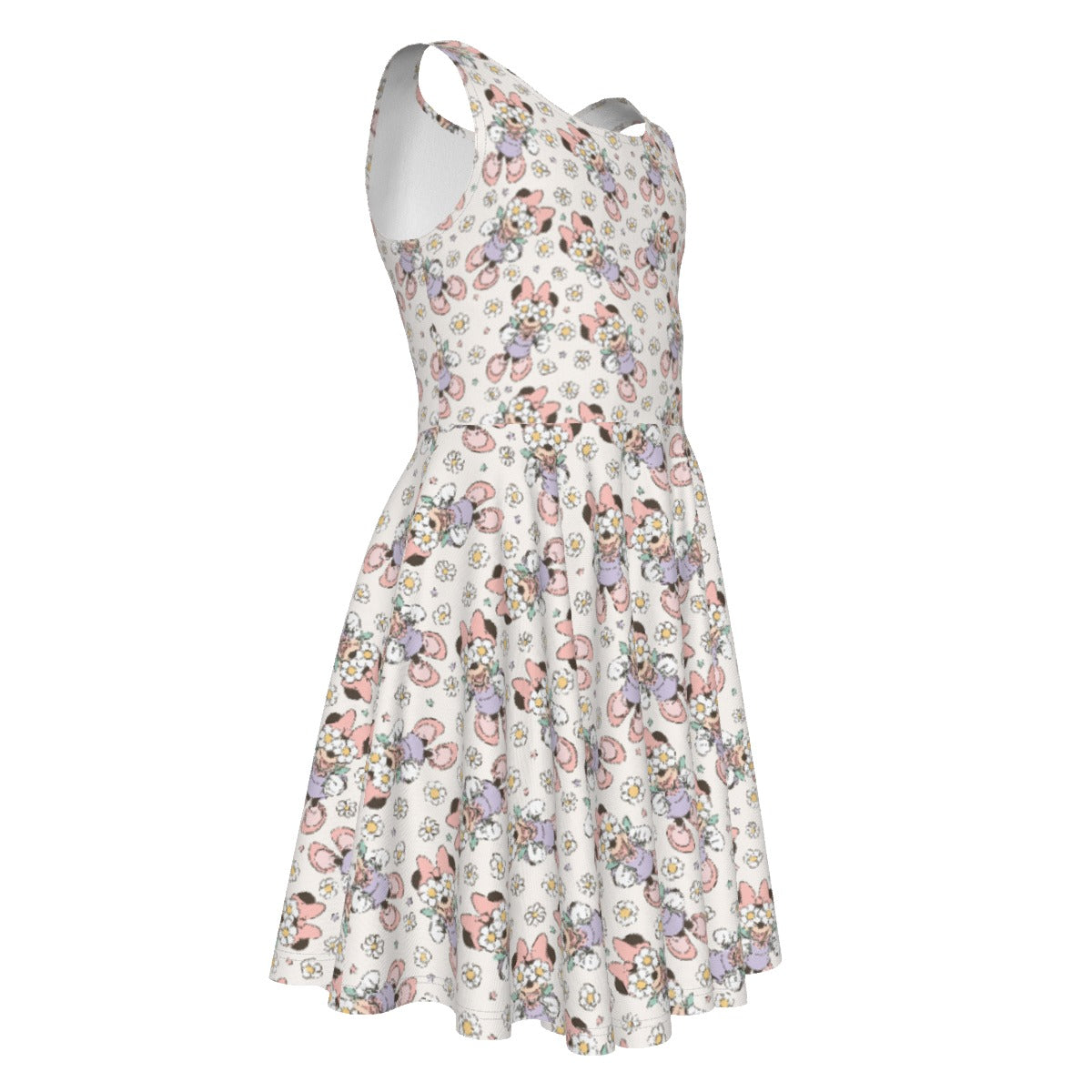 Daisy Crown Delight - Kid's Sleeveless Skater Dress