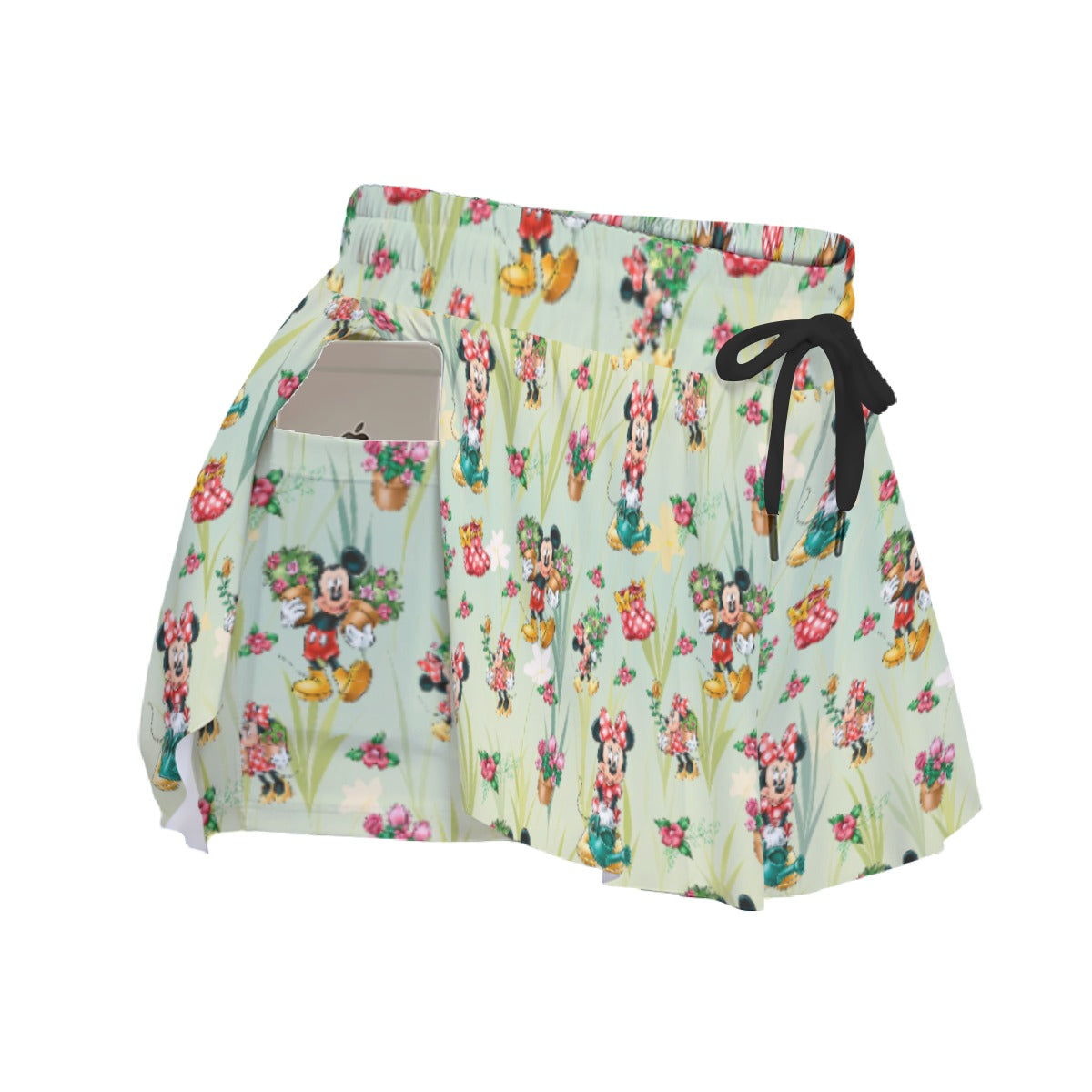 Garden Mouse Helpers at Work - Women's Flowy Pocket Shorts