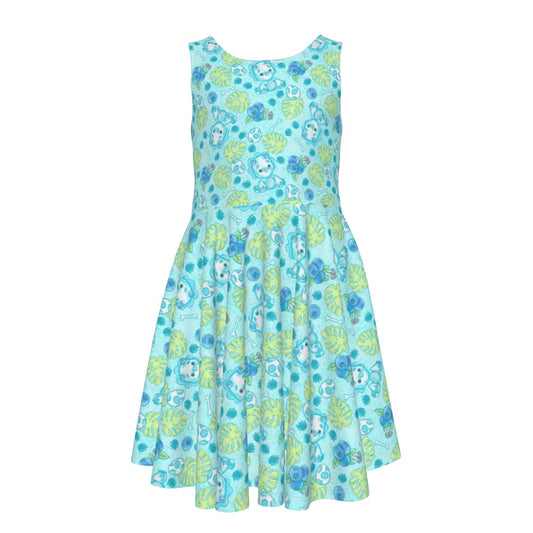 Fruitimals - Blueberry Dinosaurs - Kid's Sleeveless Skater Dress