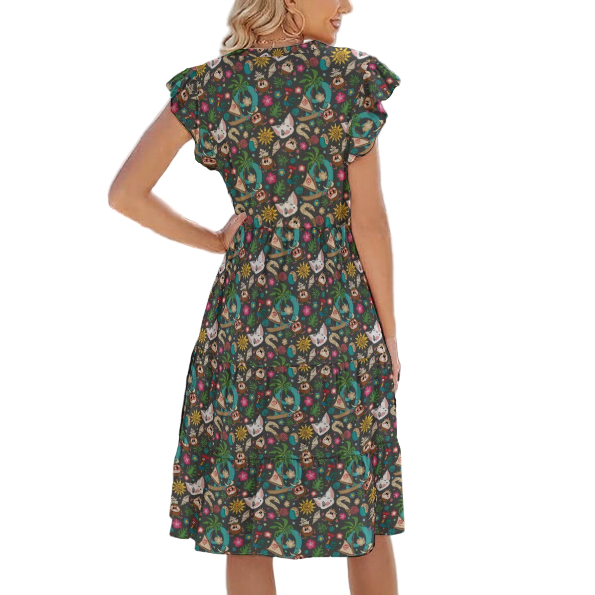 Polynesian Princess Icons - Women's Tiered Pocket Midi Dress
