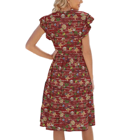 A Very Festive Puppet Christmas - Women's Tiered Pocket Midi Dress