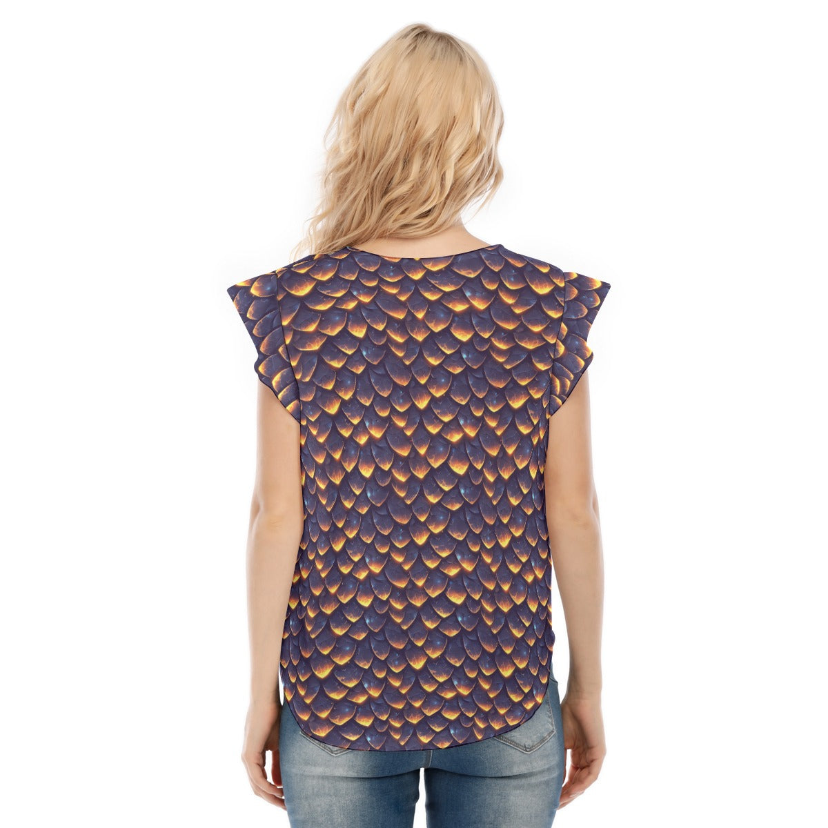 Animal Print - Dragon - Women’s Flutter Sleeve Top