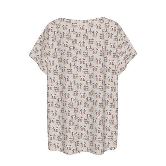 Retro Mouse & Partnernnie - Women’s Relaxed Fit Scoop Tee