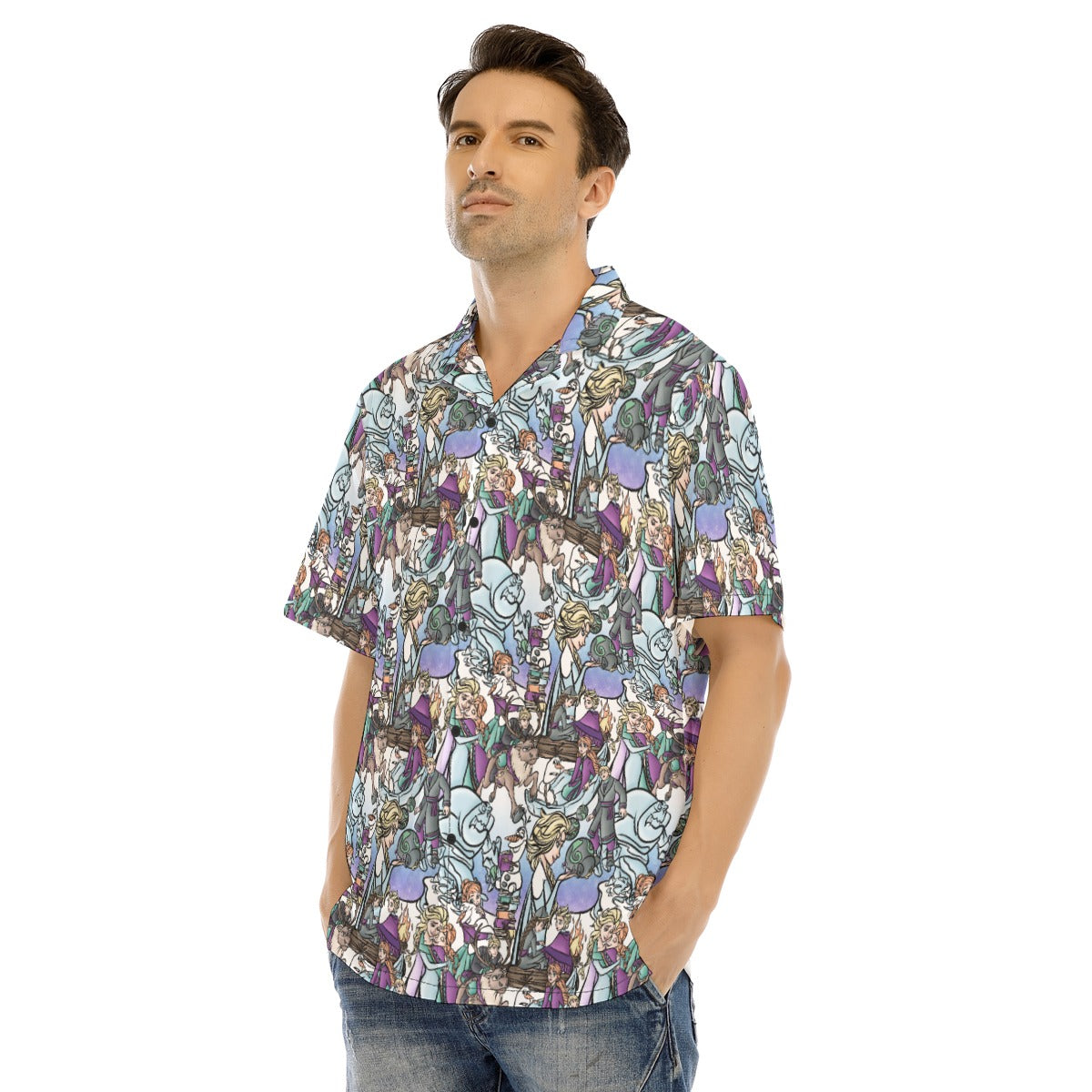 Enchanted Winter Journey - Men's Hawaiian Button Up Shirt