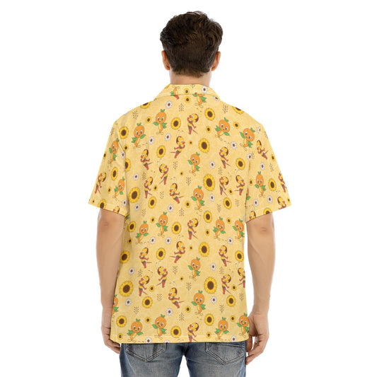 Cheerful Bee & Citrus Bird - Men's Hawaiian Button Up Shirt