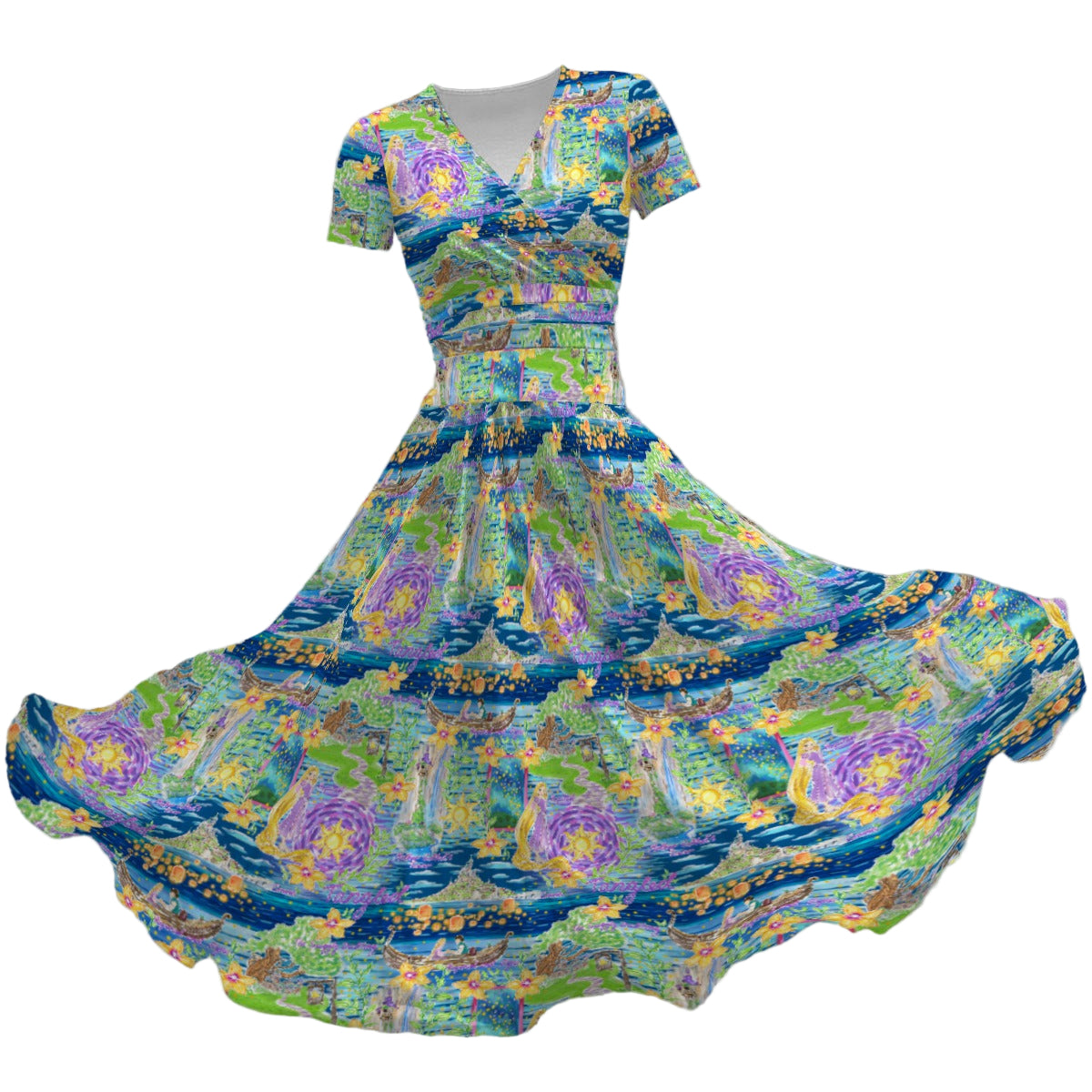 Lantern Festival Glow - Women's V-Neck Ruched Midi Dress