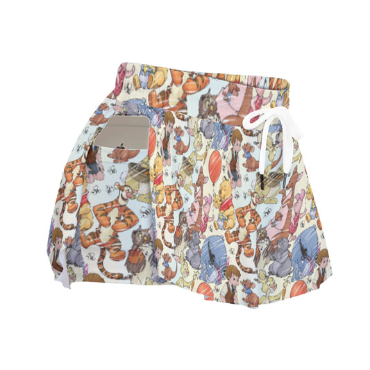 Woodland Friends Sketchched - Women's Flowy Pocket Shorts