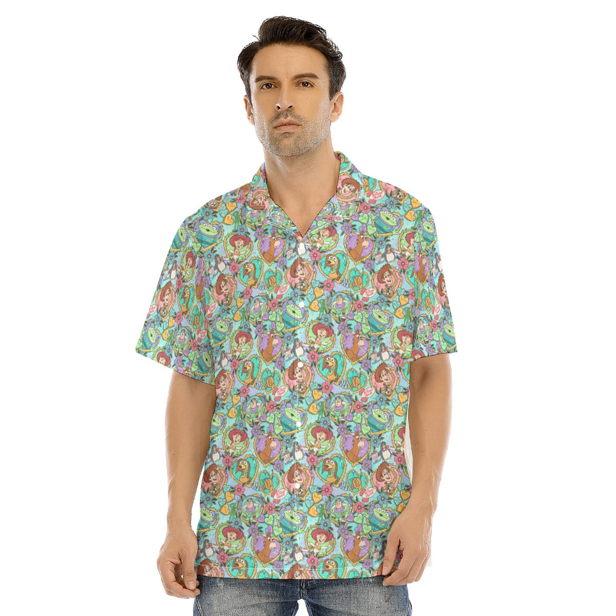 Tattoo Hearts Space Cowboys & Friends - Men's Hawaiian Button Up Shirt