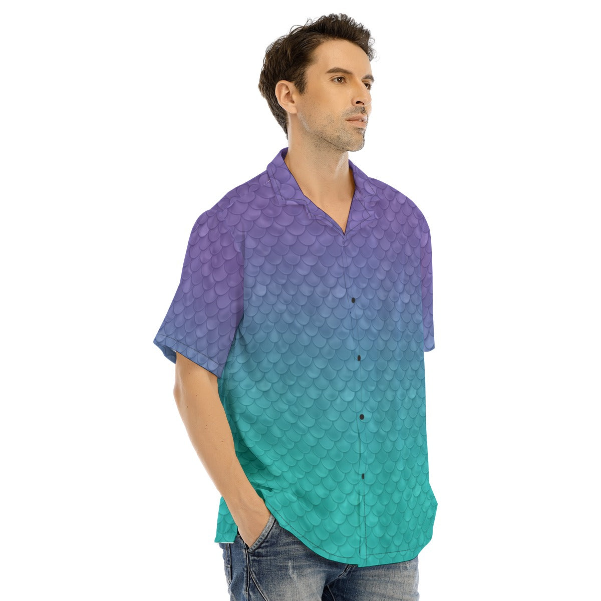 Dreamy Mermaid Scales - Men's Hawaiian Button Up Shirt