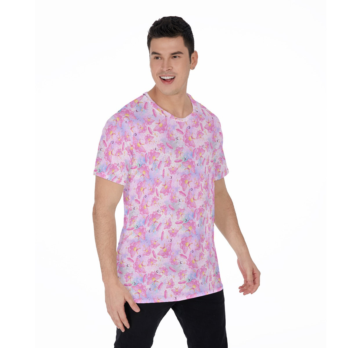 Pink Crystal Lunar Moths - Men's Short Sleeve T-Shirt