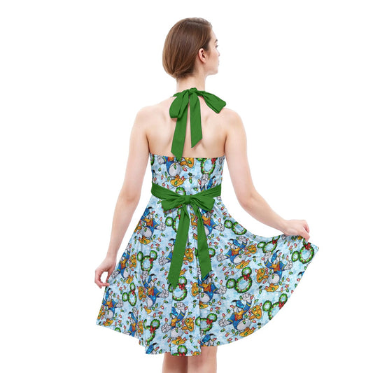 Duck’s Holiday Lights Tangleghts - Women's Halter Vintage Pocket Dress