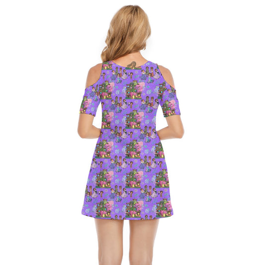 Whimsical Family Magic - Women's Cold Shoulder Cotton Dress