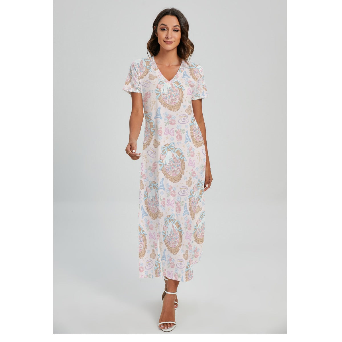 Coquette Park Daydream - Women's V-Neck Side Split Maxi Dress