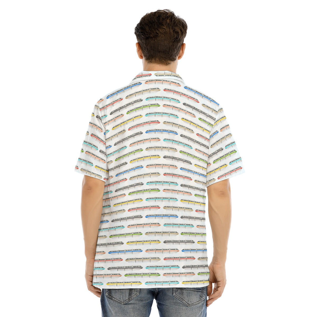 Monorail Rainbow Express - Men's Hawaiian Button Up Shirt